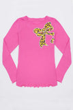 Leopard Bow Tee - Girls - Pineapple Clothing