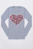 Leopard Heart Grey Tee - Girls - Pineapple Clothing