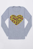 Grey Leopard Heart Tee - Girls - Pineapple Clothing