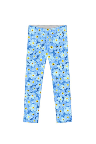 Little Forget-Me-Not Lucy Blue Floral Print Knit Legging - Girls - Pineapple Clothing