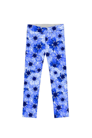 Little Wild Bloom Lucy Cute Blue Floral Print Leggings - Girls - Pineapple Clothing