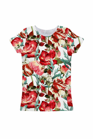 Love Song Zoe Red Floral Print Cute Designer T-Shirt - Girls - Pineapple Clothing