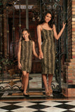 Sage Green Animal Print Unique Trendy Designer Mother Daughter Dresses - Pineapple Clothing