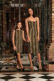 Sage Green Animal Print Unique Trendy Designer Mother Daughter Dresses - Pineapple Clothing
