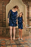 Navy Blue Floral Lace Stylish Party Mini Shift Mother Daughter Dresses - Pineapple Clothing