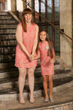 Dusty Pink Lace Party Trendy Chic Day Evening Shift Mommy and Me Dress - Pineapple Clothing