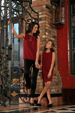 Ruby Red Floral Sleeveless Holiday Designer Mother Daughter Outfit - Pineapple Clothing