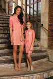 Dusty Pink Lace 3/4 Sleeve Cocktail Party Shift Mother Daughter Dress - Pineapple Clothing