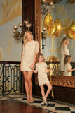 Beige Stretchy Lace Elbow Sleeve Must-Have Shift Mother Daughter Dress - Pineapple Clothing