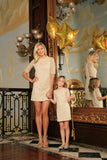 Beige Stretchy Lace Elbow Sleeve Must-Have Shift Mother Daughter Dress - Pineapple Clothing