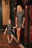 Black Lace Elbow Sleeve Fancy Party Chic Shift Mother Daughter Dresses - Pineapple Clothing