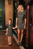 Black Lace Elbow Sleeve Fancy Party Chic Shift Mother Daughter Dresses - Pineapple Clothing
