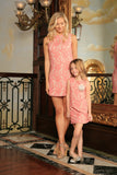 Dusty Pink Lace Sleeveless Easter Spring Party Shift Mommy & Me Dress - Pineapple Clothing