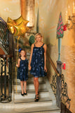 Navy Blue Floral Lace Halter Swing Trendy Party Mommy and Me Dress - Pineapple Clothing
