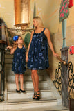 Navy Blue Floral Lace Halter Swing Trendy Party Mommy and Me Dress - Pineapple Clothing