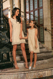 Beige Stretchy Lace Empire Waist Sleeveless Stylish Mommy and Me Dress - Pineapple Clothing