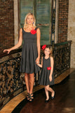 Black Grey Sleeveless Skater Fit and Flare Party Mother Daughter Dress - Pineapple Clothing