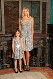 Black White Stretchy Sleeveless Skater Fit Flare Mother Daughter Dress - Pineapple Clothing