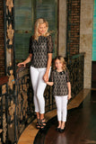 Black Lace Elbow 3/4 Sleeve Dressy Evening Party Mommy and Me Top - Pineapple Clothing