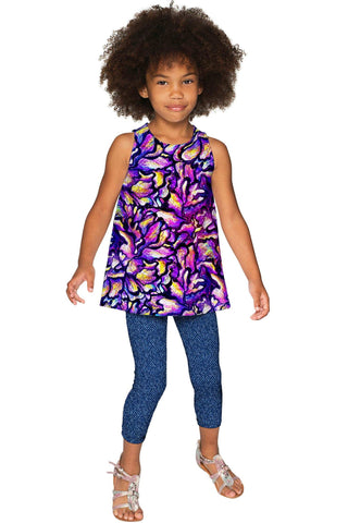 Make a Wish Emily Purple Print Sleeveless Fancy Top - Girls - Pineapple Clothing