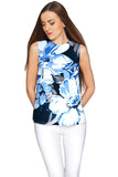Memory Book Emily Blue Floral Print Sleeveless Top - Women - Pineapple Clothing