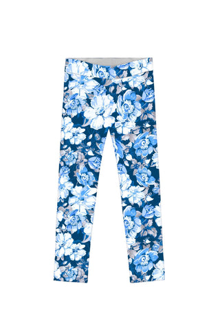 Memory Book Lucy Cute Blue Floral Printed Leggings - Girls - Pineapple Clothing