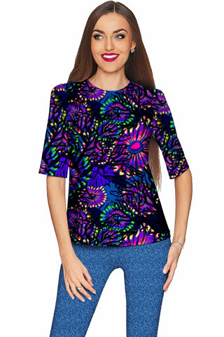 Midnight Glow Sophia Purple Evening Sleeved Top - Women - Pineapple Clothing
