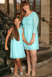Mint Blue Stretchy Lace Empire Waist Summer Mommy & Me Dress Plus Size