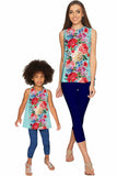 Amour Emily Blue Floral Print Sleeveless Dressy Top - Girls - Pineapple Clothing