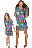 Aquarelle Grace Blue Floral Print Shift Party Dress - Girls - Pineapple Clothing