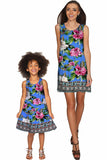 Aquarelle Sanibel Empire Waist Blue Floral Party Dress - Girls - Pineapple Clothing