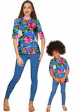 Aquarelle Sophia Blue Floral Print Cute Dressy Top - Girls - Pineapple Clothing