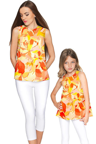 Flaming Hibiscus Emily Sleeveless Dressy Top - Mommy & Me - Pineapple Clothing