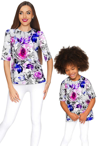 Floral Touch Sophia Elbow Sleeve Party Top - Mommy & Me - Pineapple Clothing