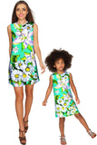 Flower Party Adele Green Summer Mini Shift Dress - Women - Pineapple Clothing