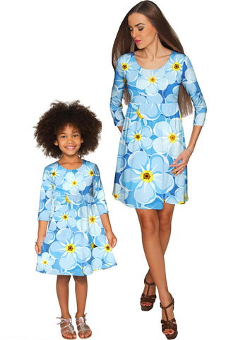 Forget-Me-Not Gloria Empire Waist Floral Mother and Daughter Dresses - Pineapple Clothing