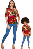 Free Spirit Sophia Red Floral Print Stretch Party Top - Girls - Pineapple Clothing