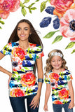 Hey-Sailor! Zoe Striped Floral Print Designer T-Shirt - Women - Pineapple Clothing