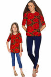 Hot Tango Sophia Red Floral Sleeved Party Dressy Top - Girls - Pineapple Clothing