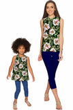 Little Queen of Flowers Emily Green Floral Party Top - Women - Pineapple Clothing