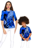 Mystery Sophia Blue Flower Print Sleeved Dressy Top - Girls - Pineapple Clothing