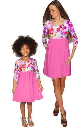 Orchid Caprice Gloria Empire Waist Floral Mommy and Me Dresses - Pineapple Clothing