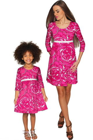 Peony Blaze Gloria Empire Waist Mother Daughter Dress - Pineapple Clothing