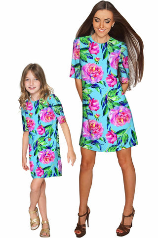 Peony Splash Grace Shift Floral Mommy and Me Dresses - Pineapple Clothing