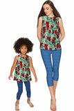 Toscana Emily Grape Print Green Sleeveless Top - Women - Pineapple Clothing