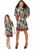 Toscana Grace Green & Red Sleeved Shift Dress - Women - Pineapple Clothing