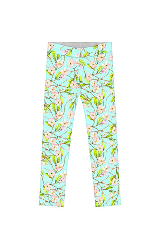 Muse Lucy Cute Green Floral Printed Stretch Leggings - Girls - Pineapple Clothing