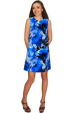 Mystery Adele Blue Floral Printed Chic Shift Dress - Women - Pineapple Clothing