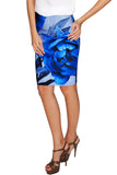 Mystery Carol Blue Flower Sassy Stretch Pencil Skirt - Women - Pineapple Clothing