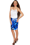 Mystery Carol Blue Flower Sassy Stretch Pencil Skirt - Women - Pineapple Clothing
